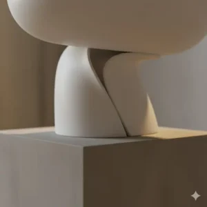 Close-up of a sculptural, artistic designer bidet artistic aesthetic base, highlighting the smooth ceramic and elegant silhouette.