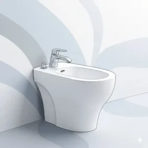An illustration of a conceptual design highlighting the designer bidet artistic modern look with unique lines.