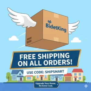 Image promoting the benefit of free shipping, often included when using a bidetking discount code for a new purchase.
