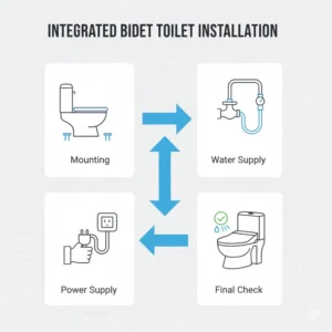 Diagram showing the simple installation process for an integrated best bidet toilet combo.