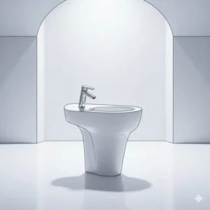 An artistic representation emphasizing the sculptural form of a designer bidet artistic modern look, making it a bathroom centerpiece.