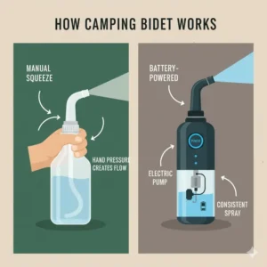 A technical diagram showing the internal components of the best camping bidet.