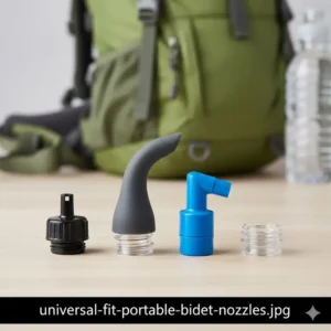Different types of nozzles used for the best backpacking bidet to fit various bottles.