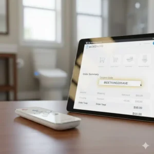 "A clear screenshot showing where to input your promotional bidet king coupon code during the online checkout process."