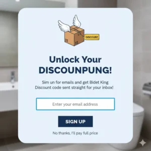Image of a pop-up inviting users to sign up for emails to receive a Bidet King discount code.