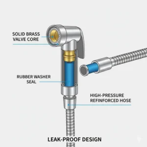 Internal technical view of the leak-proof valve design in the best handheld bidet sprayer for toilet.
