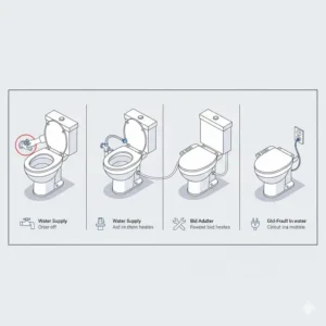 Detailed installation guide showing the plumbing connections for a bidet water heater.