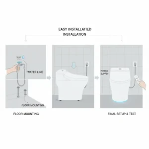 A diagram showing the easy installation process of the best toilet bidet combination.