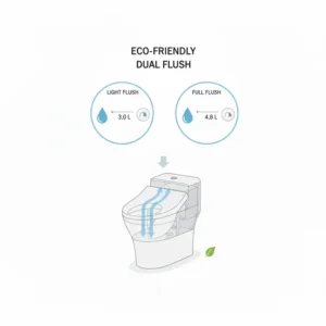 Illustration of the dual-flush system on the best toilet bidet combination for water conservation.