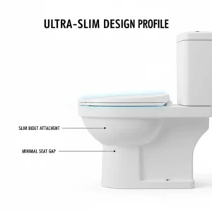 Side view showing the ultra-slim profile of a professional heated bidet attachment for toilet.