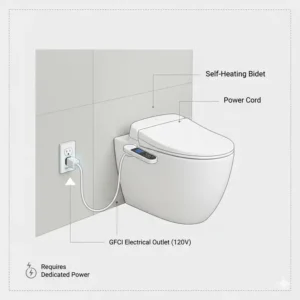 Guide for connecting a self heating bidet to a standard electrical outlet.