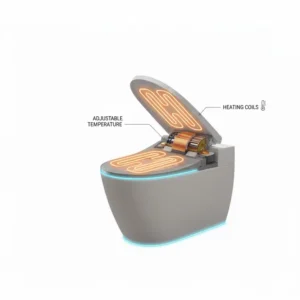 A diagram of the heating system in an automatic wc seat with adjustable temperature settings for comfort.