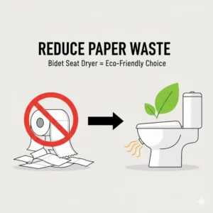 An infographic explaining how using a bidet seat dryer helps reduce environmental waste from toilet paper.