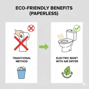 Infographic about saving toilet paper because do bidets have dryers.
