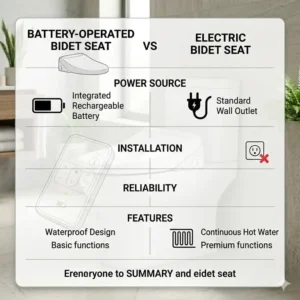 Comparison chart showing why a battery operated bidet seat is better than electric models.
