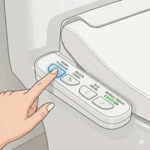 Illustration of the adjustable dual-nozzle spray pattern on a battery powered bidet seat.