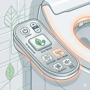 Icon representing the eco-friendly energy-saving mode of the bidet toilet seat warmer.