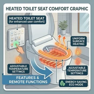 An infographic showing the internal heating elements for the temperature-controlled seat of a japanese wc bidet.