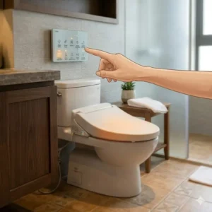 Illustration 3: The sleek wireless remote control used to operate a toto toilet with heated seat and bidet.