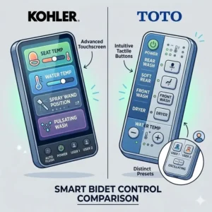 Digital vs tactile remote control interface comparison for the smart kohler vs toto bidet options.
