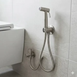 Exploded view diagram showing all parts of a high-quality stainless steel bidet spray kit.