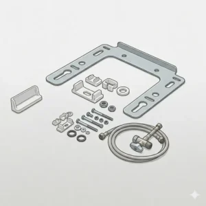 Stainless steel T-valve and water supply hose assembly, key toto bidet parts for connecting the unit to the plumbing system.