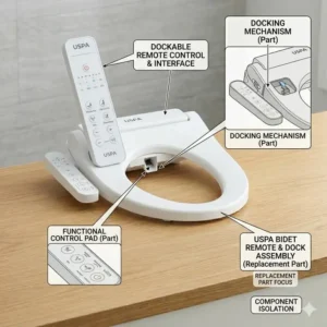 Wireless remote control and docking station as replacement uspa bidet parts.