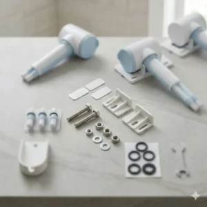 Bolts and brackets mounting hardware for bidet replacement parts.