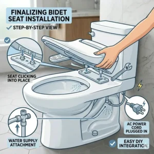 Step-by-step guide for the bidet seat installation on a chair height toilet with bidet.