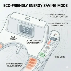 Explaining the energy-saving eco mode settings available on Bemis bidet seats.
