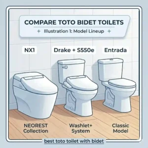 Side-by-side illustration comparing different models of the best toto toilet with bidet to help you choose the right one for your home.