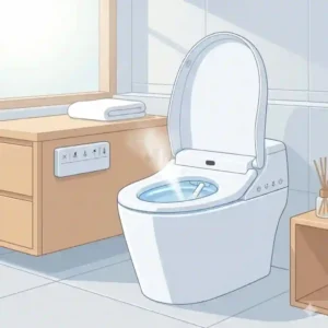 Illustration detailing how the motion sensor activates the auto-open lid feature on an automatic TOTO toilet.