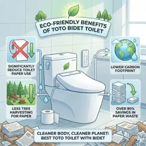 Infographic demonstrating the environmental benefits and paper-saving potential of using the best toto toilet with bidet.