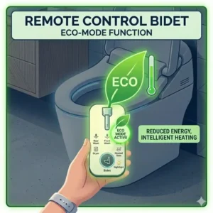 Illumination diagram of a soft blue LED nightlight built into an automatic remote control bidet toilet.