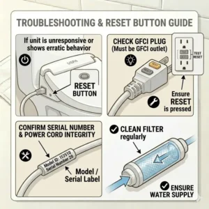 Step-by-step troubleshooting and system reset instructions provided in the uspa bidet manual costco.