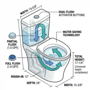 Technical illustration detailing the exact dimensions and rough-in measurements for a toto t40 toilet