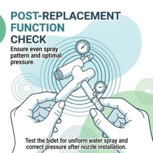 A side-by-side comparison illustrating a dirty, mineral-blocked nozzle next to a clean, fresh bidet nozzle replacement.